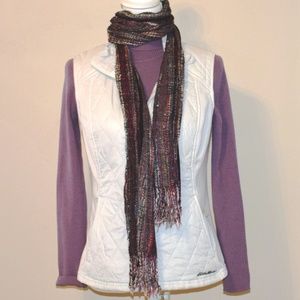 Eddie Bauer White Quilted Full Zip Vest Size M